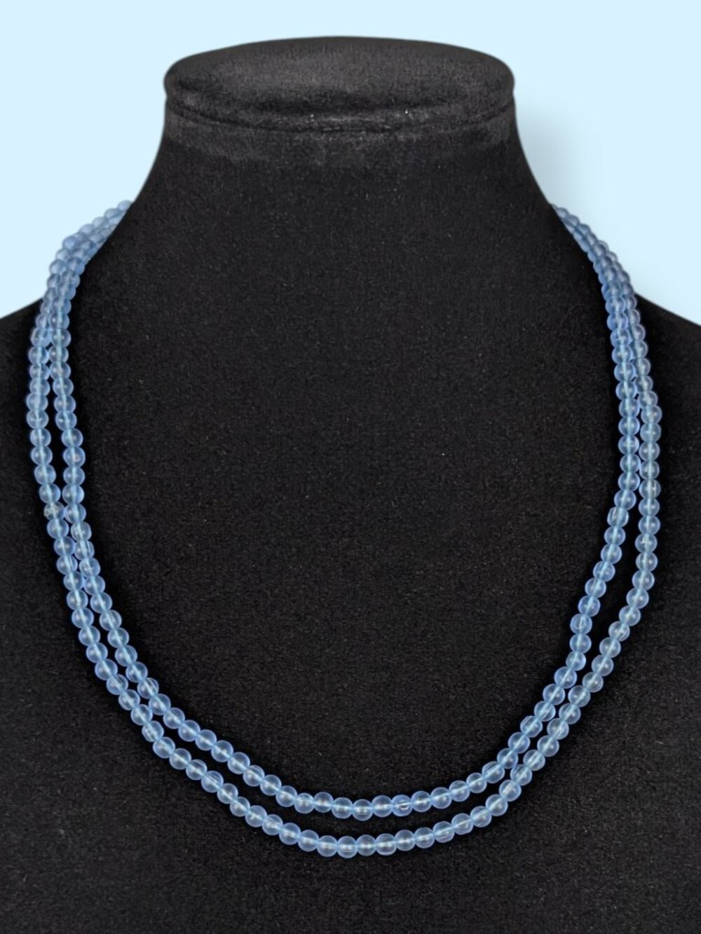 Blue Frosted Glass Beaded Infinity Necklace